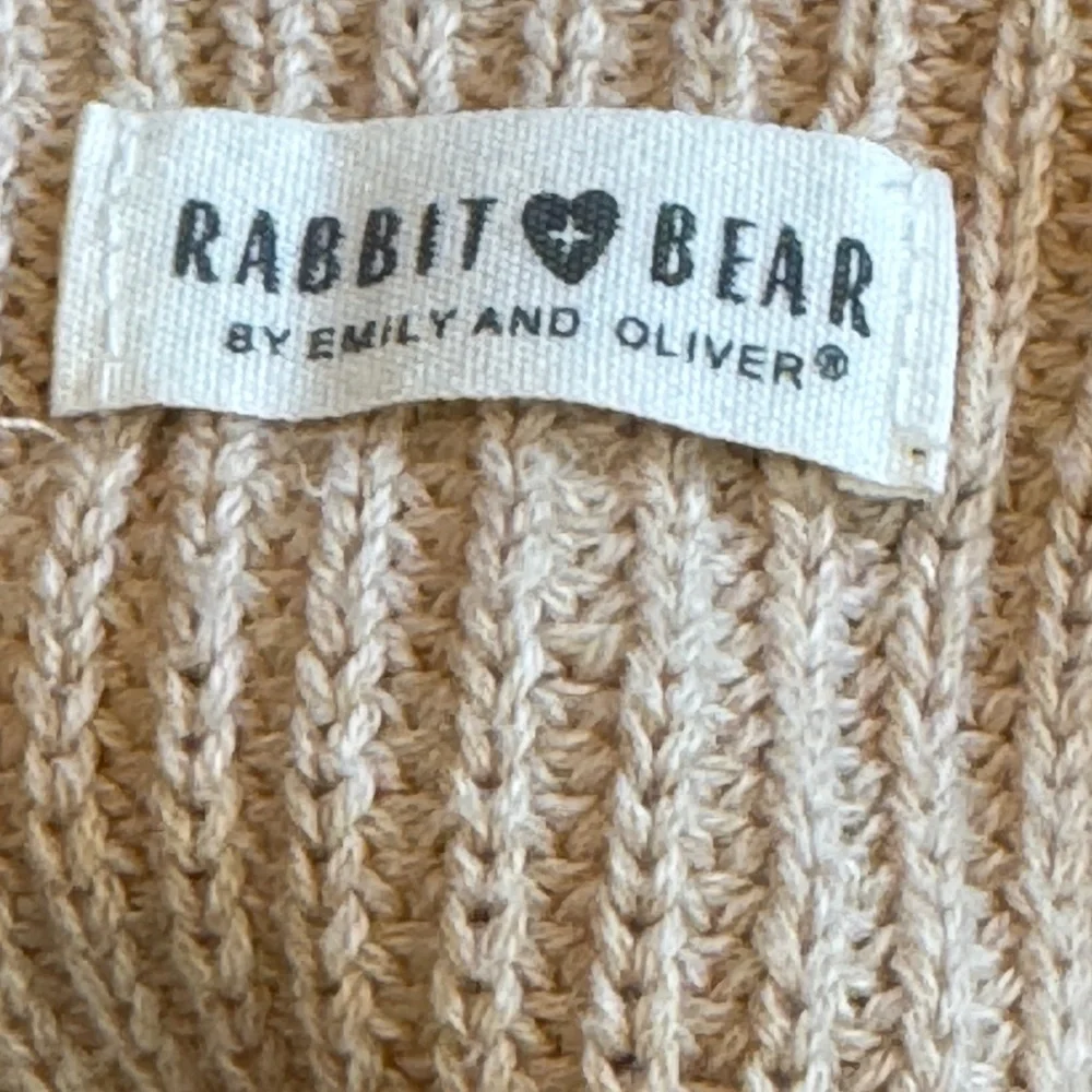 Rabbit + Bear Knit Baby Overalls – Tan Ribbed Romper 6–12M - Picture 3 of 7